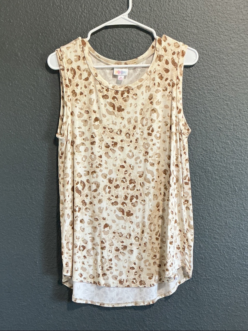 LuLaRoe Beige Leopard Print Sleeveless Tank